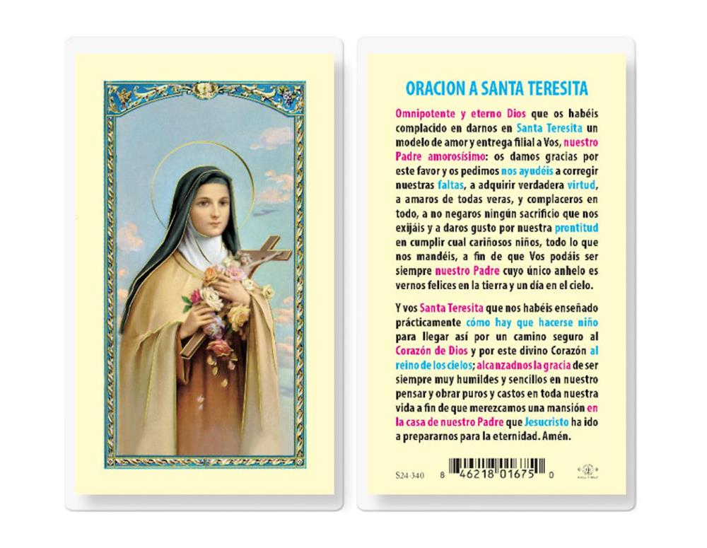 ORACION A SANTA TERESITA Spanish Laminated Holy Cards, 25-Count Value Pack, # 18298
