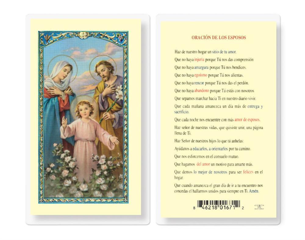 ORACION D LOS ESPOSOS-SAG.FAM Spanish Laminated Holy Cards, 25-Count Value Pack, # 18302
