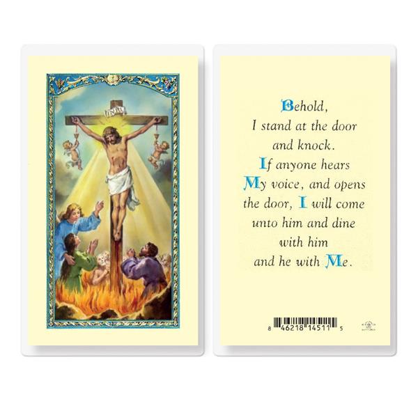 Behold I Stand at The Door and Knock Laminated Holy Cards, 25-Count Value Pack # 18311