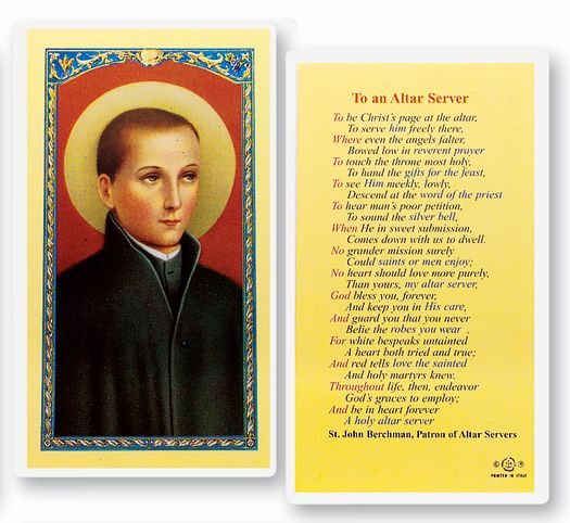To An Altar Server Laminated Holy Card, # 18328