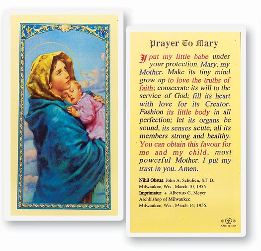 Prayer to Mary / Madonna of the Street Laminated Holy Card, # 18341