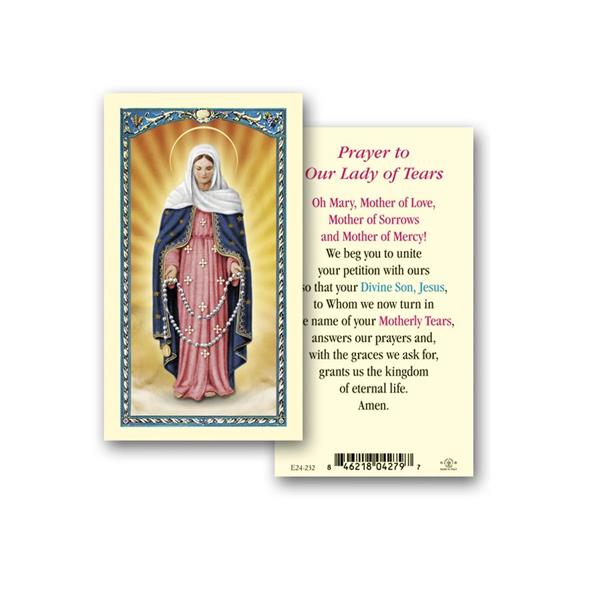 Prayer to Our Lady of Tears Laminated Holy Card, # 18352