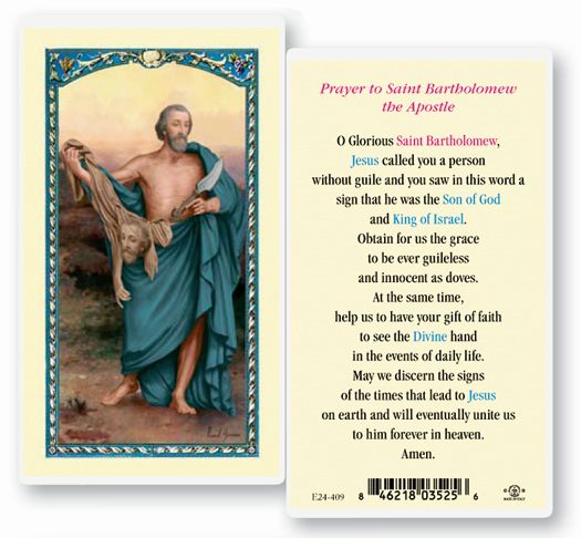 Prayer to St. Bartholomew the Apostle Laminated Holy Card, # 18360