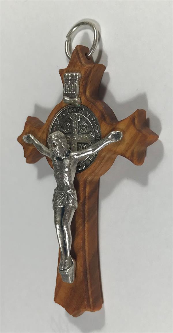 Olive Wood St. Benedict Crucifix, 3", # 18418