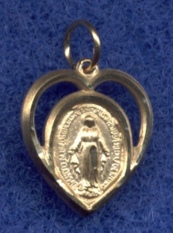 Miraculous Heart Medal Pierced 9/16" 14kt Gold Filled, Your Choice of Chain # 2299