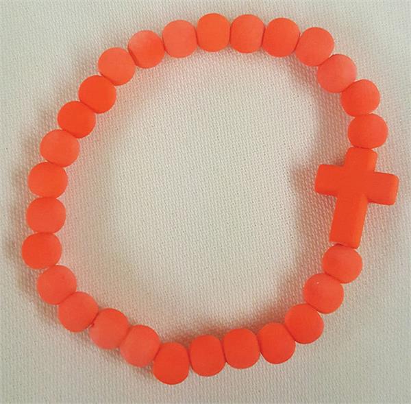 Elastic Cross Bracelet with Orange Silicone Beads, # 19, 36-Count Value Pack, # 19
