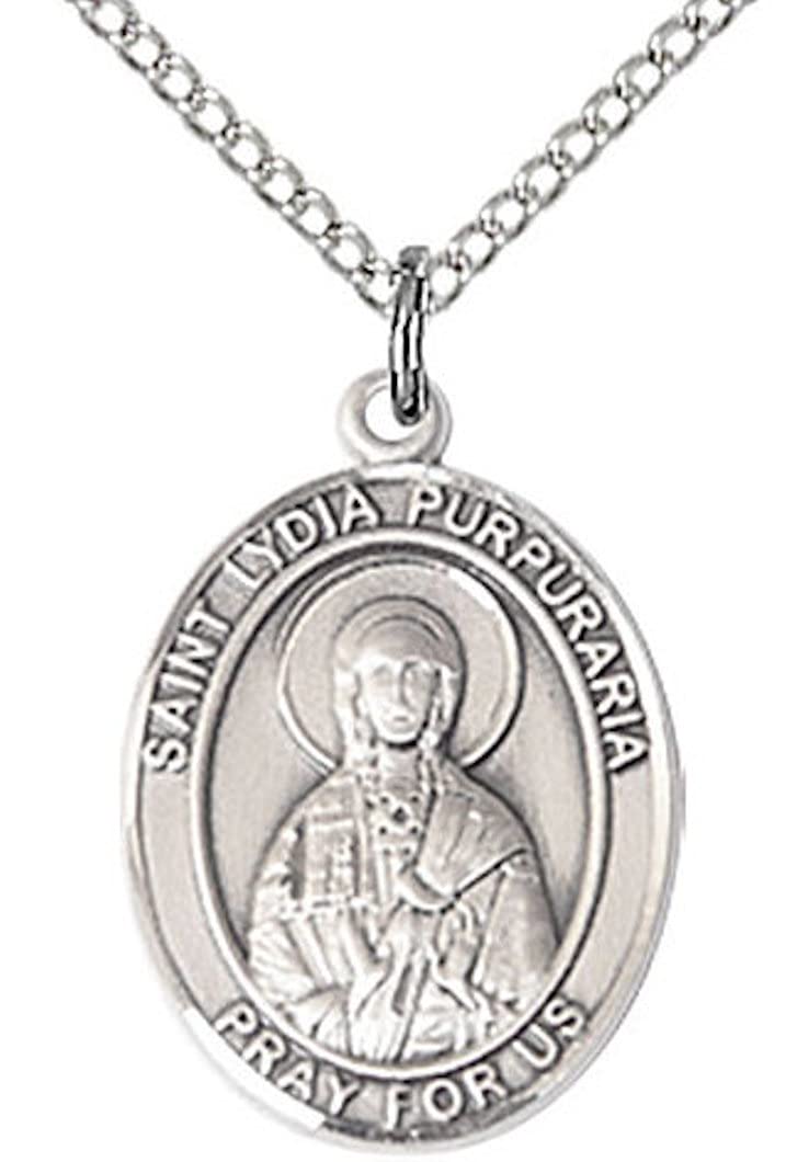 St. Lydia Purpuraria Medal in Fine Pewter, 3/4" tall, Your Choice of Chain # 17134