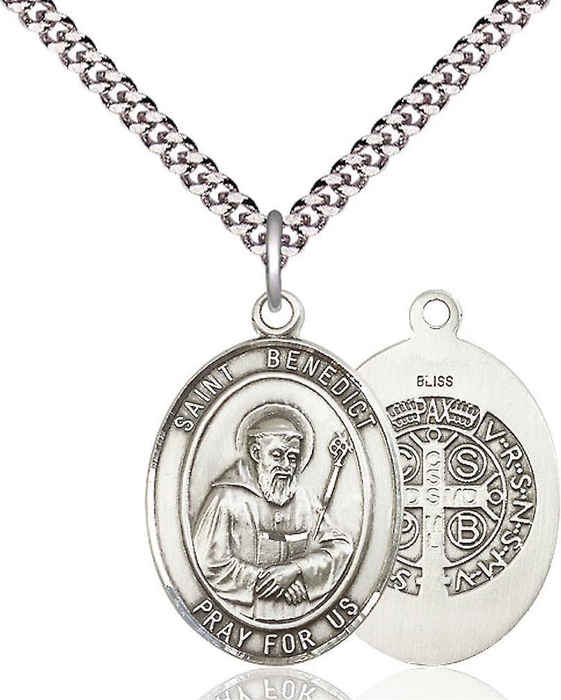 St. Benedict Medal in Fine Pewter, 1" tall, Your Choice of Chain, # 5081