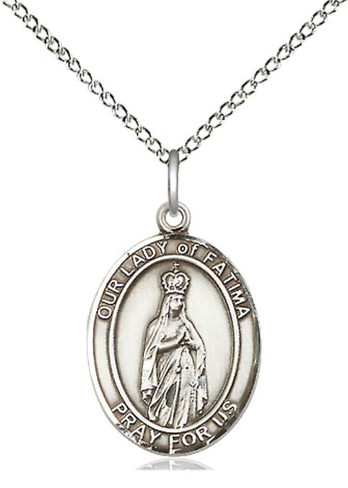 Our Lady of Fatima Medal in Fine Pewter, 3/4" tall, Your Choice of Chain, # 5631
