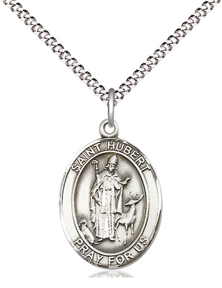St. Hubert of Liege Medal in Fine Pewter, 3/4" tall, Your Choice of Chain # 17063