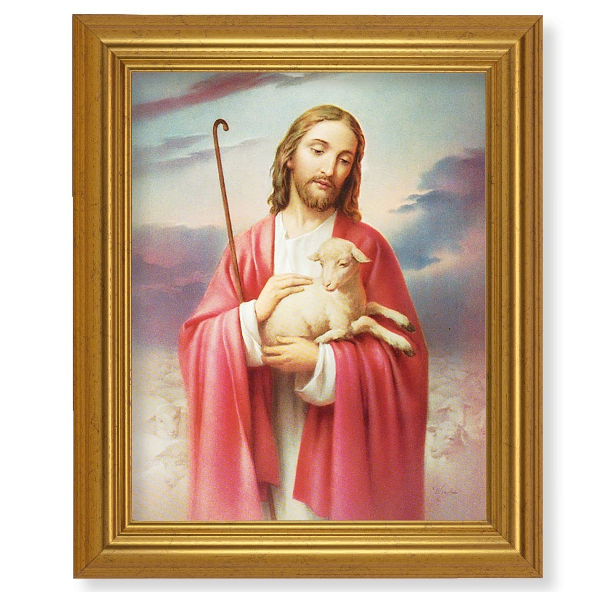 Good Shepherd, 10"x12" Gold-Leaf Finished Classic Frame, Italian Print on Artboard # 27138