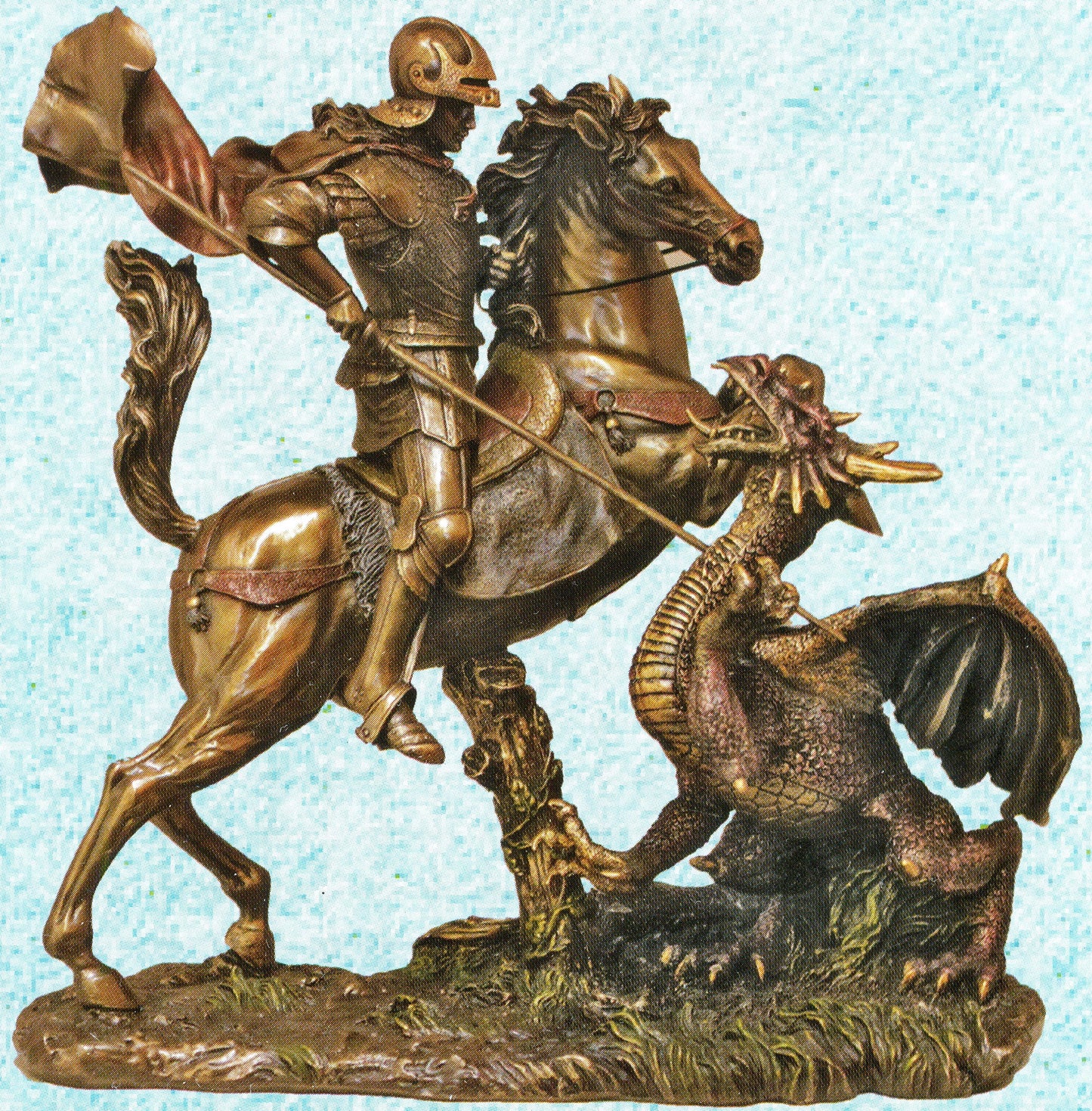Saint George Bronzed Resin Statue 10.5", 92038