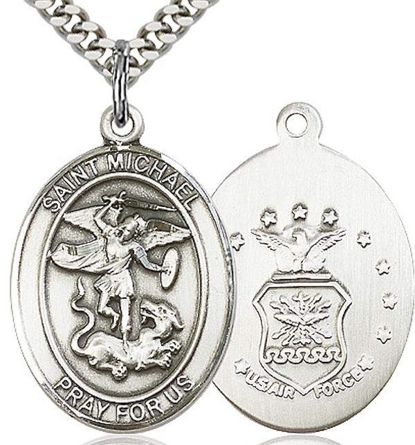 St. Michael / Air Force Medal, Pewter, 1" tall, Your Choice of Chain, # 2016