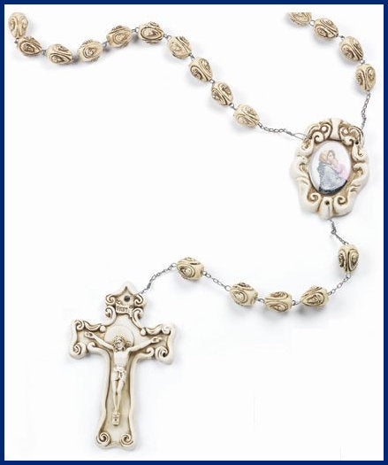 Ivory Resin Wall Rosary, 65", # 2022