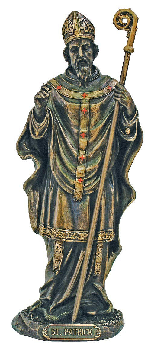 St. Patrick Cold Cast Bronze Veronese Resin Statue 8", # 1471
