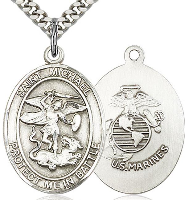 St. Michael / Marine Corps Medal, 3/4" tall, Fine Pewter, Your Choice of Chain, # 2063