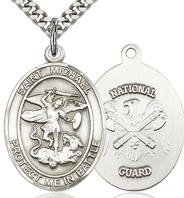 St. Michael / National Guard Medal, 3/4" tall, Fine Pewter, Your Choice of Chain, # 2068