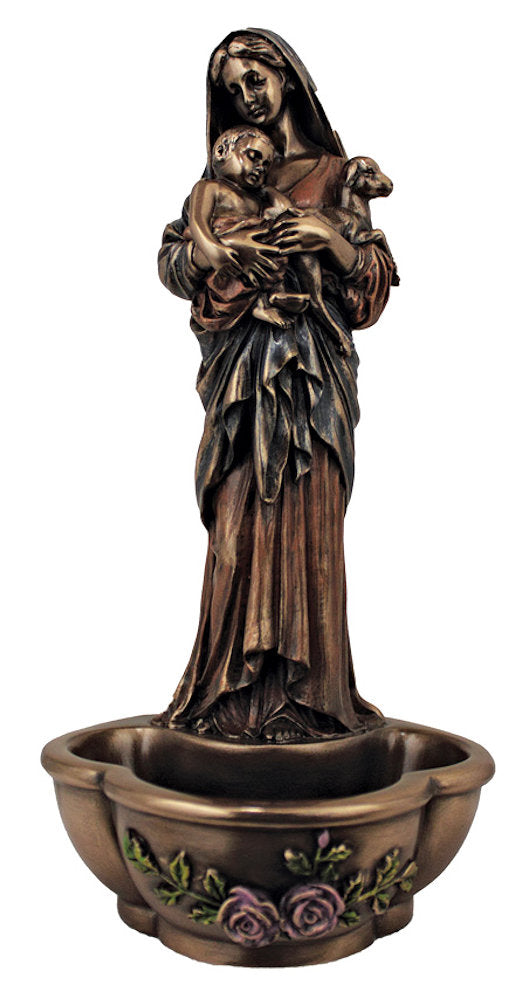 7.5" L'Innocence Holy Water Font, Cold Cast Bronzed, Stands or Hangs, # 2073