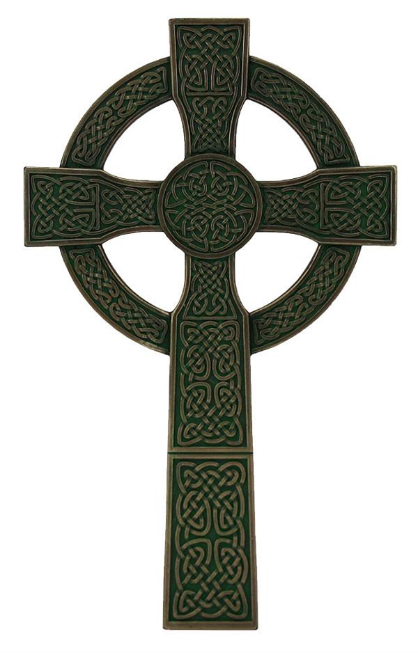 8" Celtic Wall Cross, Cold Cast Bronze Veronese Resin, Lightly Hand Painted, # 21113
