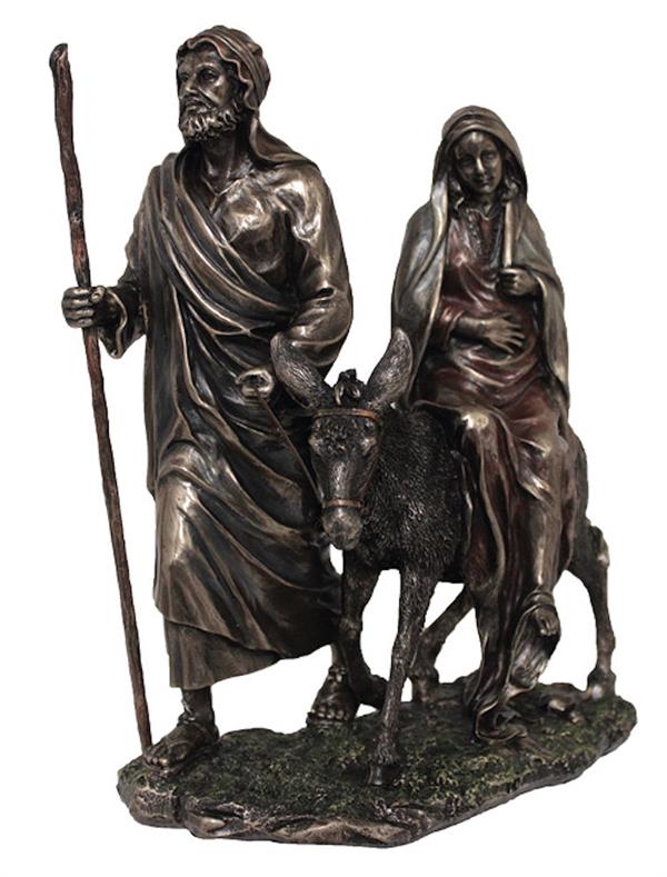 Journey to Bethlehem Statue, 9" Tall, Cold Cast Bronze, Lightly Hand Painted, # 21115