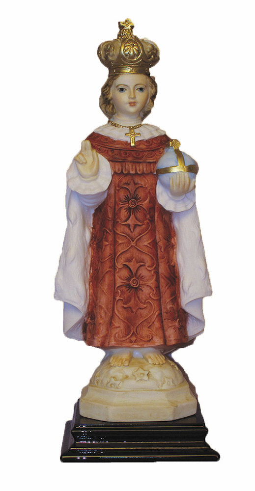 Infant of Prague Statue in Hand Painted Alabaster, 8.5", Made in Italy, # 21128