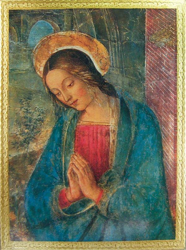 Praying Virgin by Pintoricchio, Florentine Plaque, Gold Highlights, 11.75"x15.5", Made in Italy, # 21145