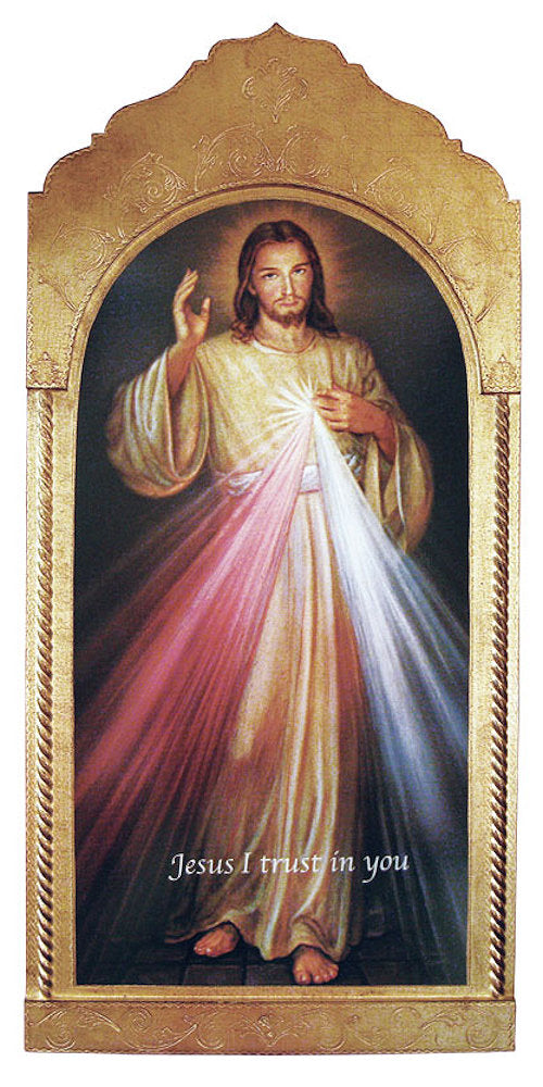 Divine Mercy Florentine Wood Plaque, 21"x45", Made in Italy, # 21146