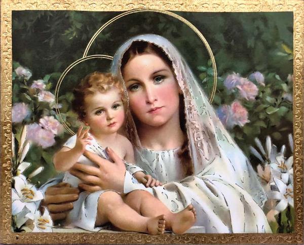 Madonna and Child Florentine Plaque by Simeone, 10"x8", Made in Italy, # 21149
