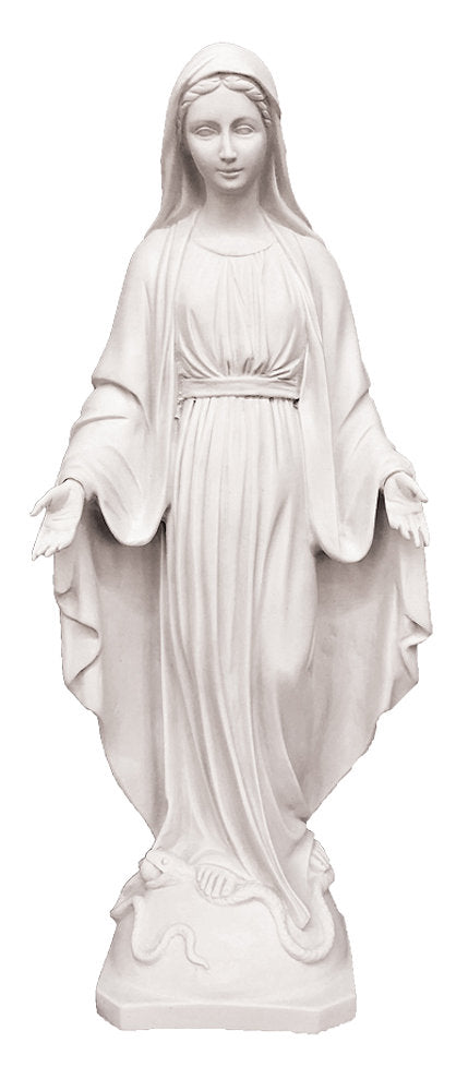 Our Lady of Grace Statue in White Alabaster, 15", Made in Italy, # 21157