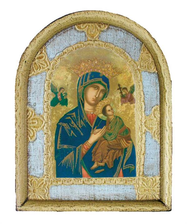 Our Lady of Perpetual Help Arched Wood Plaque, 4.5"x6", Made in Italy, #, 21167
