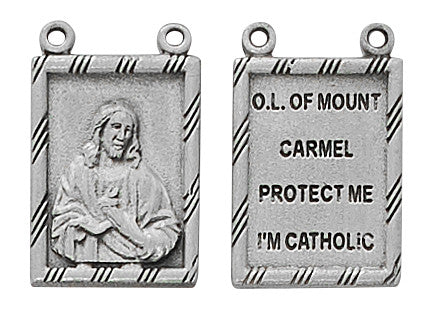 Scapular Medals in Hand Engraved Fine Pewter on 30" Chain, # 21501