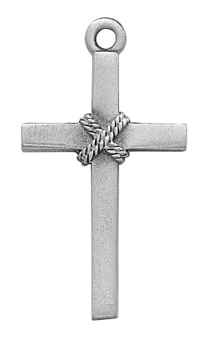 Cross Necklace in Hand Engraved Fine Pewter on 18" Chain, # 21502
