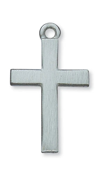 Cross Necklace in Hand Engraved Fine Pewter on 24" Chain, # 21517