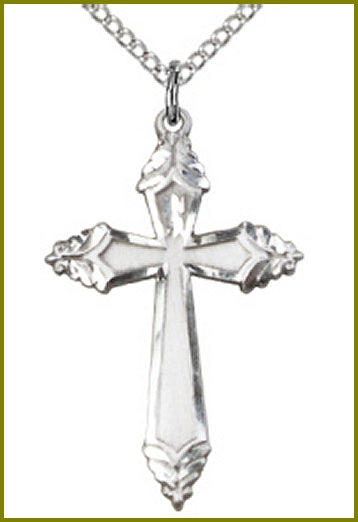 1-1/8" Cross, Sterling Silver, Your Choice of Chain, # 2175