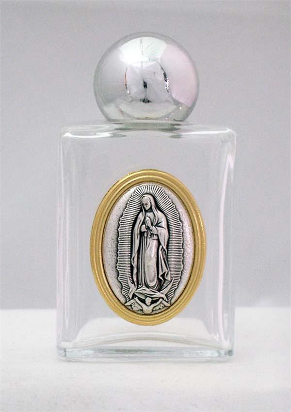 OL Guadalupe Glass 1.5oz Holy Water Bottle, 1-3/4" x 2-1/4", Made in Italy, 4-Count Value Pack, 21891