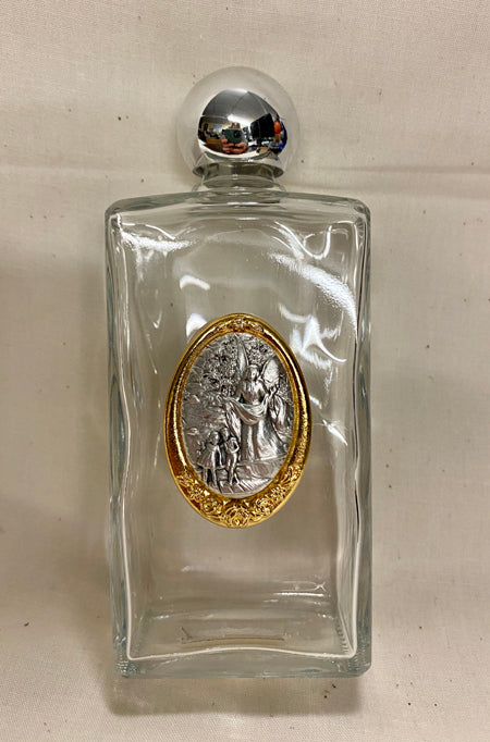 Guadian Angel Glass Holy Water Bottles, 8oz, 5" Made in Italy, 3-Count Value Pack, # 21893