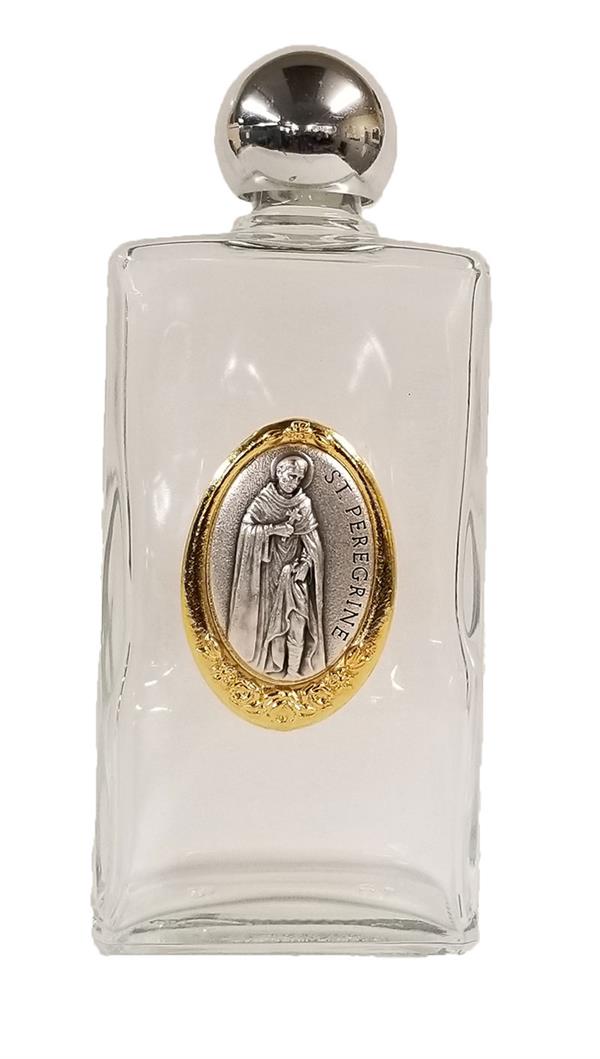 St. Peregrine Glass Holy Water Bottles, 8oz, 5" Made in Italy, 3-Count Value Pack, # 21895