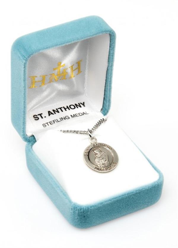 St. Anthony Sterling Medal, .8", Your choice of chain, # 21913