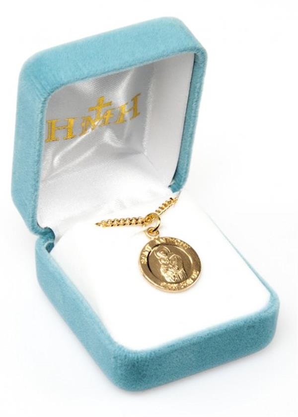 St. Anthony 16kt Gold over Sterling Medal, .8", Your choice of chain, # 21916