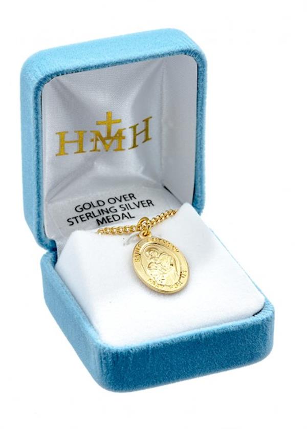 St. Anthony Medal 16kt Gold over Sterling, .9", Your choice of chain, # 21918