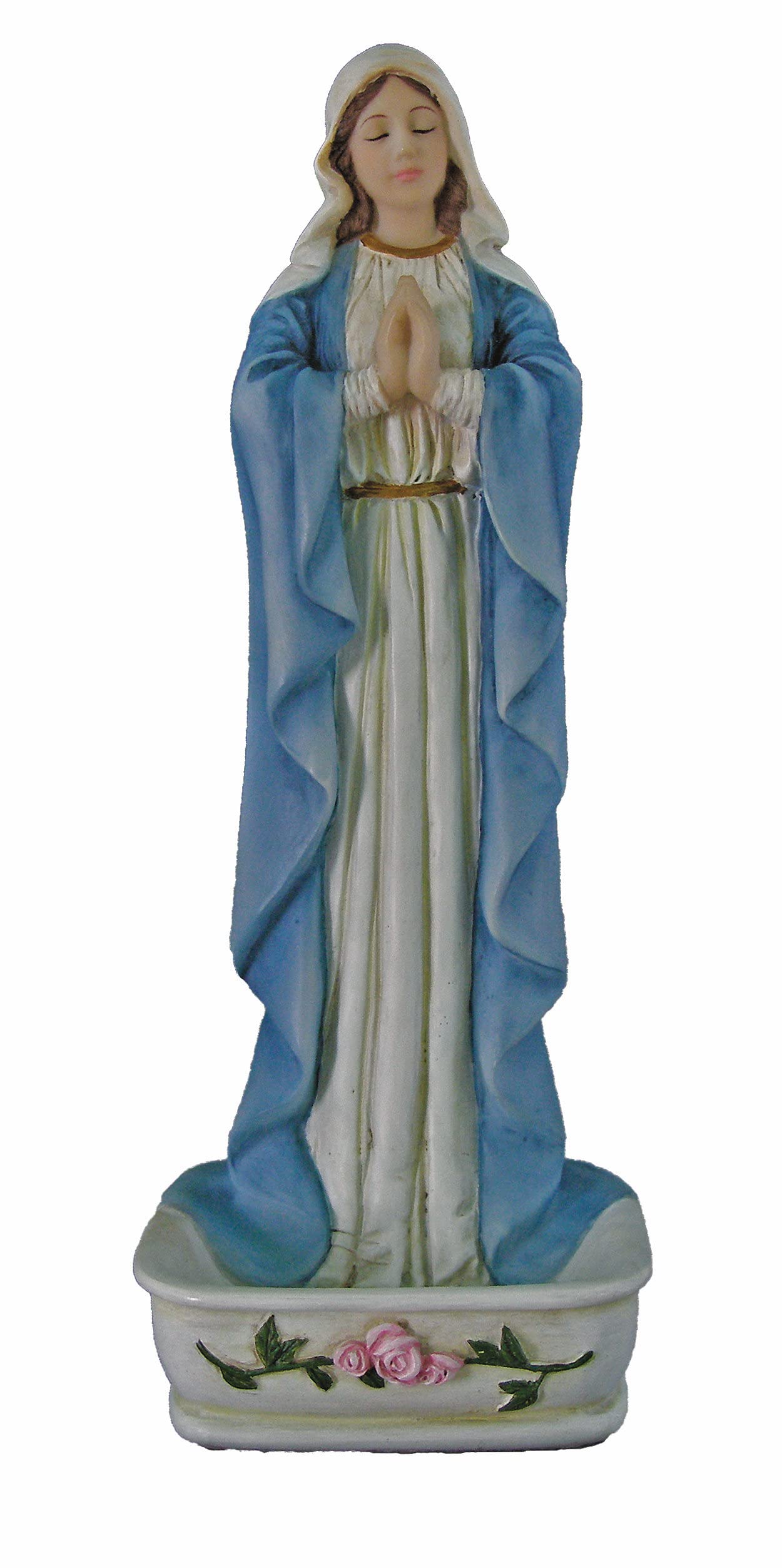 Praying Virgin Rosary Holder / Font, Hand Painted Resin, 6.25", 97195