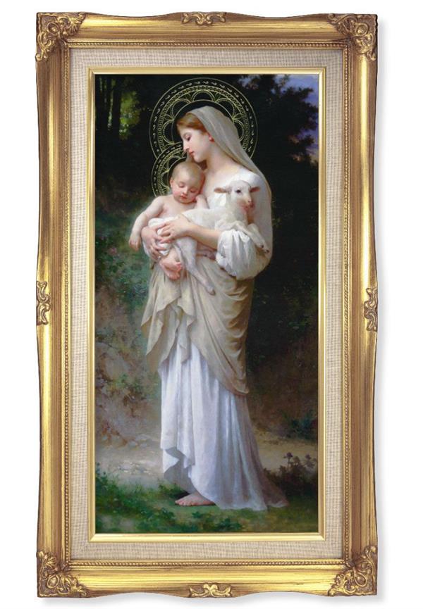 Divine Innocence Picture, 14"x24" Gold Finished Curved Wood Frame, Italian Print # 22048