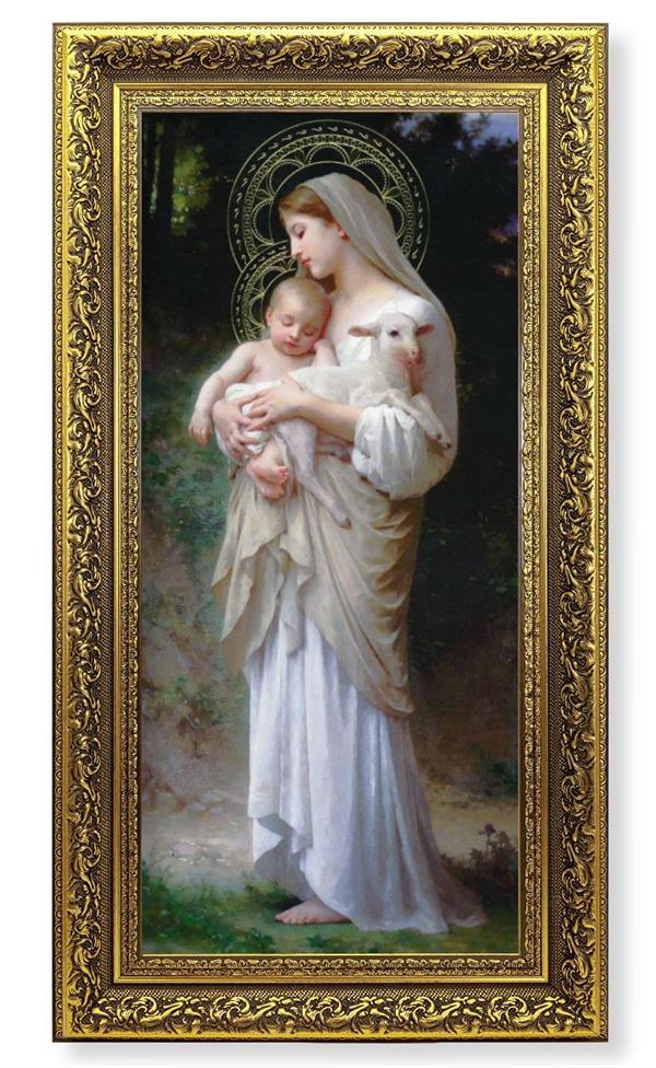 Divine Innocence Picture, 14.5"x26" Detailed Wood Frame Under Glass, Italian Print # 22056