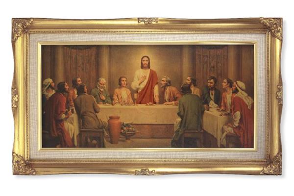 Chambers Last Supper Picture, 11.25"x18.5" Gold Finished Curved Wood Frame, Italian Print # 22066
