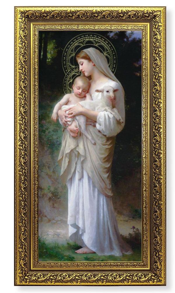 Divine Innocence Picture, 11-5/8"x19" Detailed Wood Frame Under Glass, Italian Print # 22071