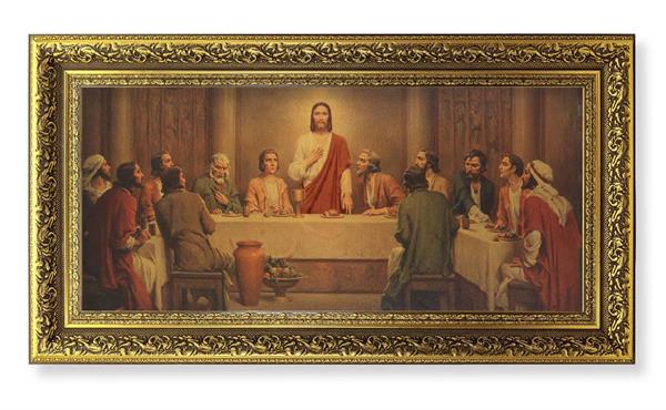 Chambers Last Supper Picture, 11-5/8"x19" Detailed Wood Frame Under Glass, Italian Print # 22073