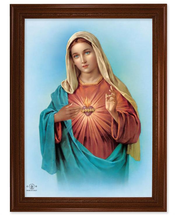 Immaculate Heart Picture, 24"x31" Walnut Finish Frame with Fluted Detail , Italian Print # 22097