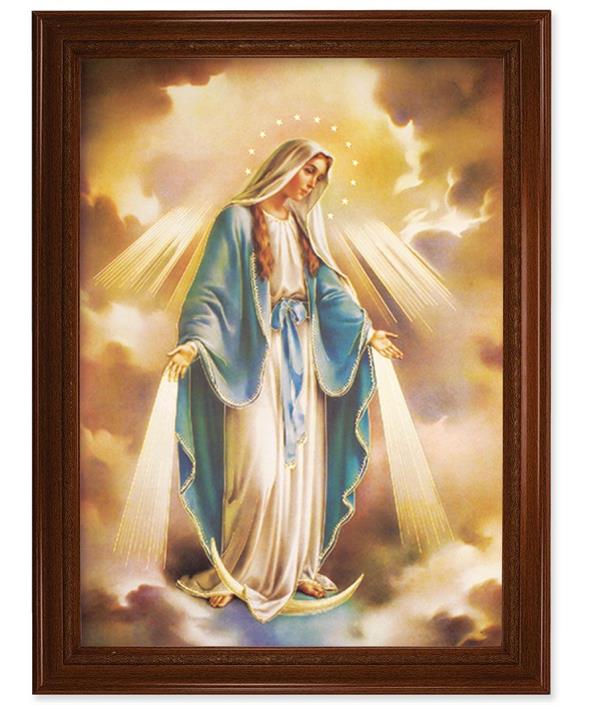 Our Lady of Grace Picture, 24"x31" Walnut Finish Frame with Fluted Detail , Italian Print # 22099