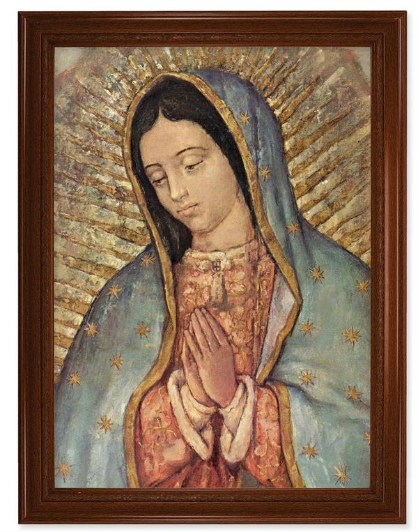 Our Lady of Guadalupe Picture, 24"x31" Walnut Finish Frame with Fluted Detail , Italian Print # 22102