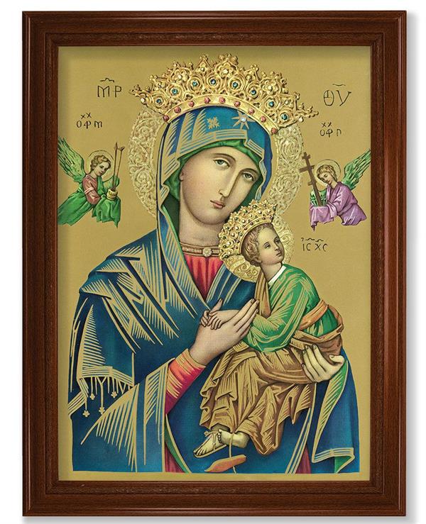 Our Lady of Perpetual Help Picture, 24"x31" Walnut Finish Frame with Fluted Detail , Italian Print # 22104